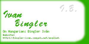 ivan bingler business card