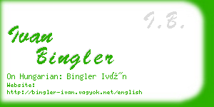 ivan bingler business card